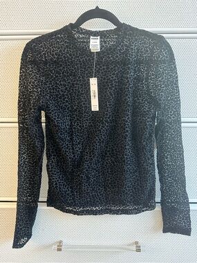 PINK Victoria's Secret Black Leopard Burnout Long Sleeve Tee
